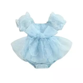 Сетчатый комбинезон для маленьких девочек, милый комбинезон с короткими рукавами и бантом, летняя одежда для малышей 0-3 Months розовый