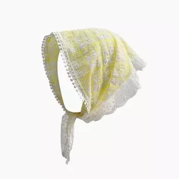 Сетчатый кружевной шарф для волос, тюрбан, треугольный шарф, винтажная треугольная бандана для девочек розовый