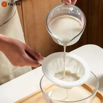 Сетчатый кухонный фильтр для молока с гайками, ультратонкий сетчатый фильтр, нейлоновая сетчатая ложка-фильтр для соевого молока, кофе, йогурта, ситечки