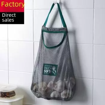 Сетчатый мешок для хранения фруктов и овощей на стену или на руку на кухне - портативный, дышащий, подвесной мешок для имбиря и чеснока Medium зелёный