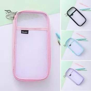 Сетчатый пенал большой емкости на молнии канцелярская сумка детский прозрачный пенал портативная косметичка школьные канцелярские принадлежности фиолетовый