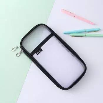 Сетчатый пенал большой емкости на молнии канцелярская сумка детский прозрачный пенал фиолетовый