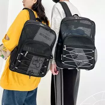 Сетчатый прозрачный рюкзак, удобный плечевой ремень, сумка для фитнеса, вместительная, многофункциональная, износостойкая для занятий спортом на открытом воздухе 15 inches