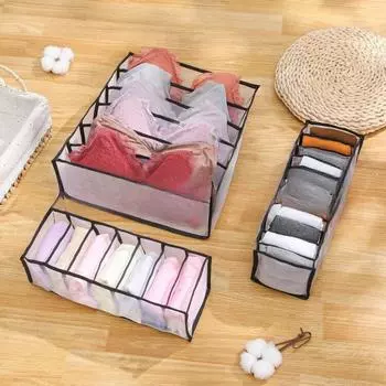 Сетчатый ящик для хранения нижнего белья можно сложить, чтобы положить в него бюстгальтеры, трусики, носки, ящик-органайзер-перегородку. Eleven squares белый