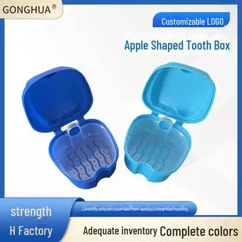 Сетчатый ящик для хранения стоматологических принадлежностей в форме яблока: Подвесной фильтр, полносъемный зубной протез и контейнер для ретейнеров озеро синий