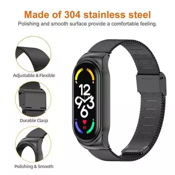 Сетчатый ремешок из нержавеющей стали, модный дышащий гибкий сменный ремешок, аксессуар, подходящий для Mi Band 7