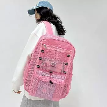 Сетчатый рюкзак женский большой вместимости дорожный пляжный рюкзак большой вместимости чёрный