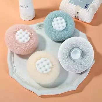 Сетчатый шарик-губка для ванны с присоской для тела, очиститель для душа, массажный пузырьковый очиститель, инструменты для ванной комнаты синий