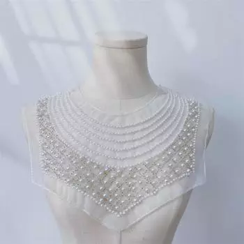 Сетчатый вышитый бисером воротник-планка аксессуары для одежды поддельный воротник украшение для свадебного платья белый