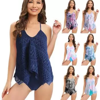 Сетчатый женский купальник, бикини, женский купальник из двух частей, комплект бикини, купальный костюм S темно-синий