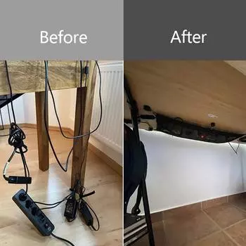 Сетевой карман для розеток Подстольная сетка для организации кабелей Сетчатый органайзер для организации шнуров под столом Гибкие укрытия для проводов 25x50cm 6 buckle