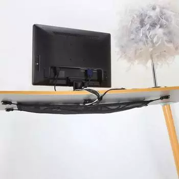 Сетевой карман на 8 отверстий, сетка для укладки кабелей под столом, сетчатый органайзер для укладки шнуров под столом, гибкие укрытия для проводов чёрный