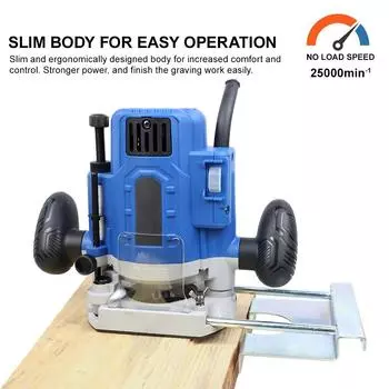 Сетевой погружной фрезерный станок, электрический ручной строгальный станок мощностью 1200 Вт с держателем параллельных направляющих, фрезерный станок по дереву, 25000 об/мин для синий