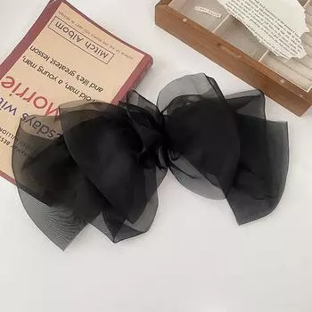Сетка бант заколка для волос, большой шифон, заколка для волос на затылок, летний аксессуар для волос