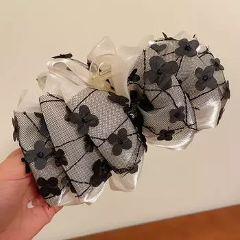 Сетка Цветок Пузырь Заколка для волос для женщины Элегантный темперамент Большая заколка-акула Модная девушка Бант Зажим для волос