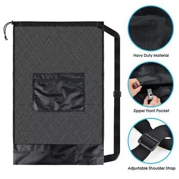 Сетка для баскетбола, футбола, волейбола, регбийного мяча, сетчатая сумка, сумка для хранения мячей With inserted pockets чёрный