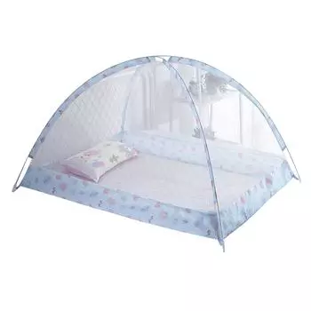 Сетка для детской кроватки, складная, бесплатная установка, стальная проволока, дышащая, сетка для детской кроватки, синяя синий