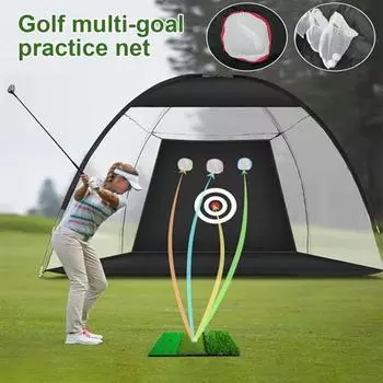 Сетка для гольфа 10 X 7 футов Сетка для гольфа для тренировок с матом Tri-Turf Универсальная сетка для ударов по мячу во дворе для обучения ударам и замахам чёрный