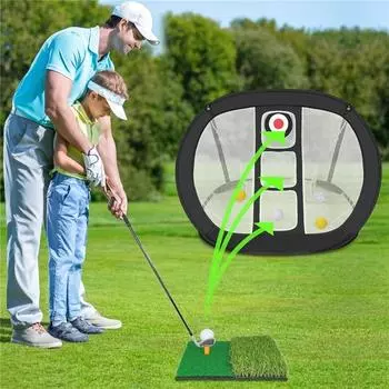 Сетка для гольфа Pop Up Chipping Net | Выберите стандартную или светящуюся | Аксессуары для мишеней для гольфа на открытом воздухе/в помещении и тренировочная игра на заднем дворе чёрный