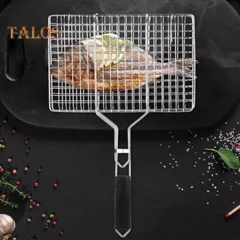 Сетка для гриля из нержавеющей стали, антипригарный коврик для гриля, устойчивый к ржавчине, инструмент для мяса, овощей, рыбы L