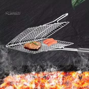 Сетка для гриля из нержавеющей стали, антипригарный коврик для гриля, устойчивый к ржавчине, инструмент для мяса, овощей, рыбы L