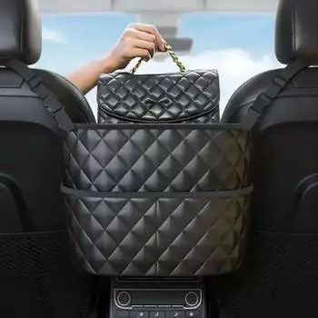 Сетка для хранения на среднем сиденье автомобиля, большая вместительная кожаная сумка, сумка для хранения на спинке сиденья, сумка для хранения принадлежностей для спинки автомобильного кресла, подвесная сумка для вещей