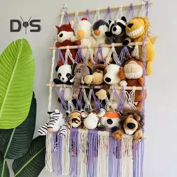 Сетка для игрушек-гамаков, настенный органайзер, 3-слойная конструкция, простая установка, держатель для хранения плюшевых игрушек разноцветный