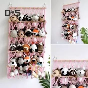 Сетка для игрушек-гамаков, настенный органайзер, большая вместимость, простая установка, дисплей, сетка для хранения плюшевых игрушек разноцветный