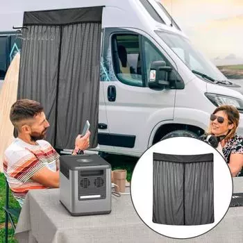 Сетка для кемпервана, дышащая, прочная, с застежкой-липучкой, центральная молния, защита конфиденциальности, защита от солнца, универсальная, для кемпинга, автофургона, затемнение S чёрный