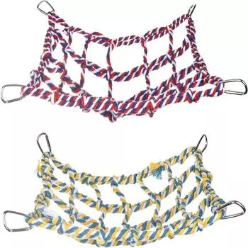Сетка для лазанья попугай хомяк белка игрушки нейлоновая веревка подвесные веревки сетка-стойка качели игровая веревочная лестница пряжки аксессуары для птиц 32x25cm