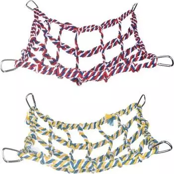 Сетка для лазанья попугай хомяк белка игрушки нейлоновая веревка подвесные веревки сетка-стойка качели игровая веревочная лестница пряжки аксессуары для птиц 32x25cm