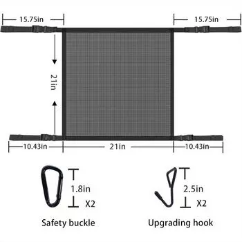Сетка для ограждения собак в автомобиле, 21 x 21 дюйм, регулируемая сетка, сетка для ограждения собак в автомобиле, ограждение для заднего сиденья автомобиля, изоляция домашних животных в автомобиле, защитная сетка чёрный