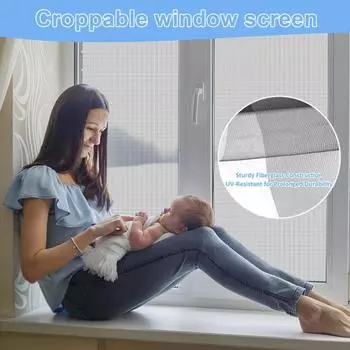 Сетка для оконной перегородки, оконная перегородка из стекловолокна, дверная сетка, простая установка, свободная резка, замена дверных оконных перегородок серый