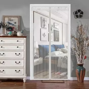 Сетка для штор от комаров, насекомых, мух, насекомых, автоматическое закрытие, магнитная москитная сетка без помощи рук 90x210cm чёрный