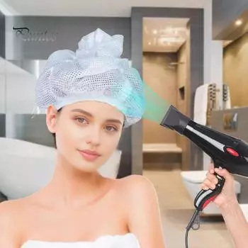 Сетка для сушки вьющихся волос с регулируемым шнурком, мягкая впитывающая сетка для больших женщин и девочек, длинные густые вьющиеся волосы, быстросохнущая сетка для душа, хлопающая шляпа белый