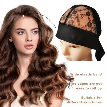 Сетка для волос, черная французская сетка с застежкой-лентой, эластичная отделка из ледяного шелка, ажурная вышивка, кружевной цветок, сетка для фиксации парика чёрный