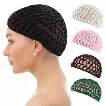 Сетка для волос ручной работы, регулируемый ремешок, вязаный крючком, модный черный парик, шапочки для сна синий