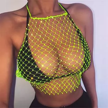 Сетка флэш алмазная блузка прыгающая прозрачная сексуальная грудь обертывание жилет для женщин XS белый