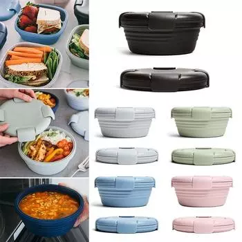 Сетка герметичная для студентов, офисных работников, складная коробка для бенто для детей, контейнеры для еды, ланч-бокс серый