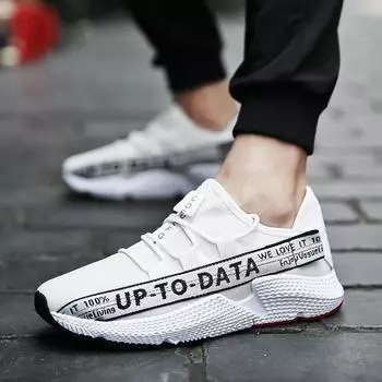 Сетка кроссовки Весна и лето Дышащий Бег Обувь Мужская Мода Спорт Повседневная обувь 39 чёрный/белый