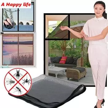Сетка на окно, домашняя противомоскитная занавеска, тюль, летняя невидимая противомоскитная съемная моющаяся сетка для экрана W:80 x L:100cm
