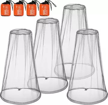 Сетка от комаров, сетка для лица, защитная сетка для головы, для походов, кемпинга, скалолазания, ходьбы, защиты от комаров, мух, насекомых, больших размеров 1-pack серый