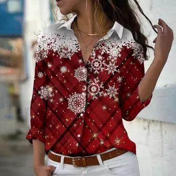 Сетка Принт Женская Блузка Весна Осень Femme Офисная Дама На Пуговицах Рубашки С Отложным Воротником XS фиолетовый