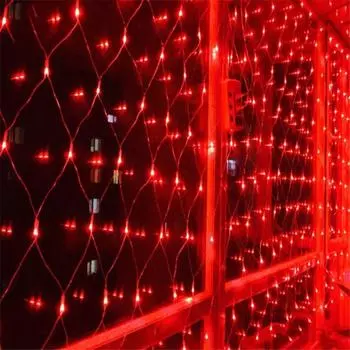 Сетка Светодиодная Гирлянда Рождественская Фея Праздничная Уличная 3м2м 200led США ЕС Red,EU-1.5x1.5m-96LEDs