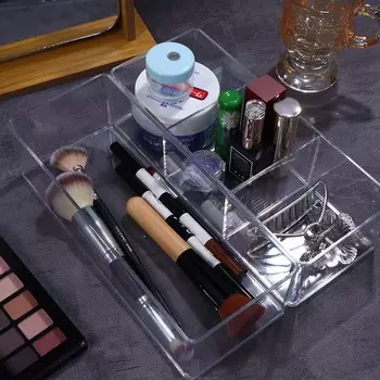 Сетка Ящик Разное Для Женского Рабочего Стола Ящик Для Макияжа Многослойный Разделитель Коробка Ящик Для Хранения Three grids