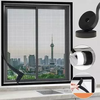 Сетки для окон от комаров, сетка для защиты от насекомых, самоклеящаяся ветрозащитная сетка для окон, многоразовая на липучке без пробивных отверстий W 30CM H 60CM