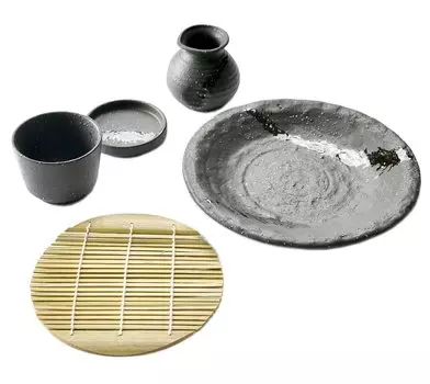 Seto Monohonpo Comet Ishime Soba set 5-piece [Soba choko] [Soba plate] чёрный