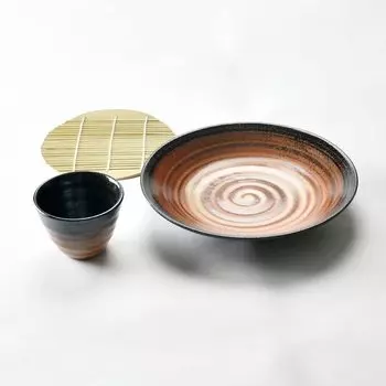 Seto Monohonpo Stylish Shino makeup soba set 3-piece [Soba choko] [Soba plate] красный