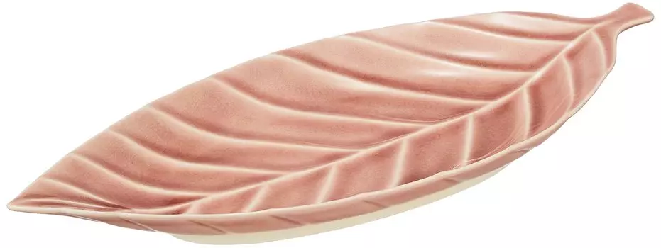 Seto Ware Efu Kiln Plate Dish L 36 x 16 cm Rose Pink Microwave Dishwasher Safe Made in Japan Leaf Approx. 027-0502