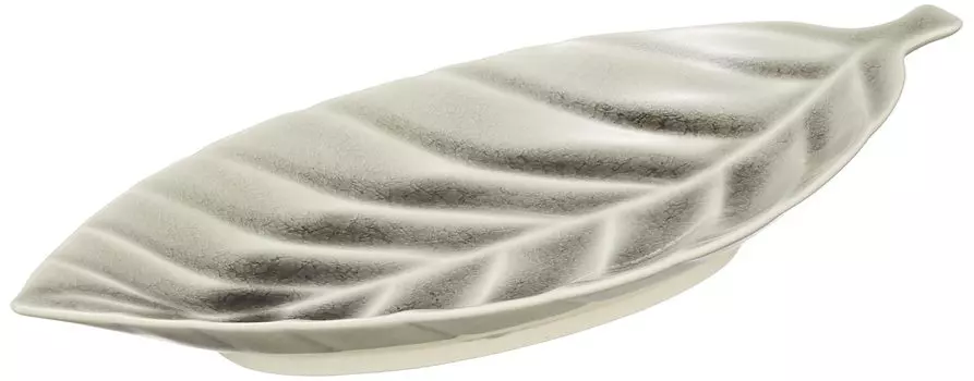 Seto Ware Efu Kiln Plate Dish M 28 x 13cm Gray Microwave Dishwasher Safe Made in Japan Leaf Approx. 027-0506
